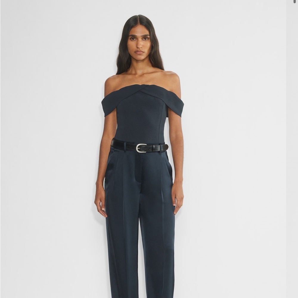 Aritzia Satin Navy Effortless Pants